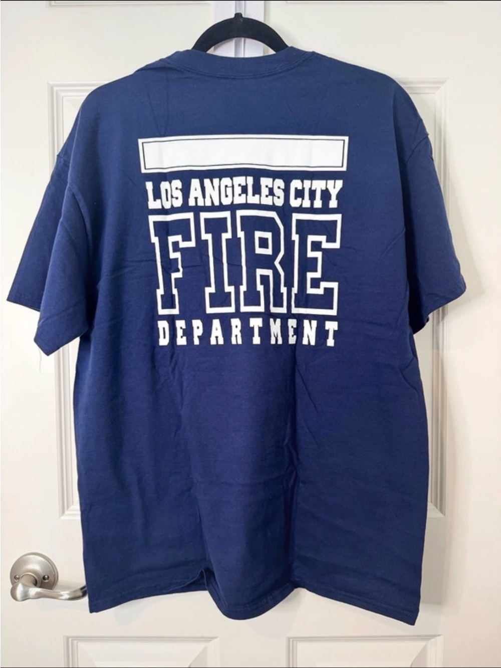 LAFD Los Angeles City Fire Department Academy T Shirt Navy Hanes Beefy NWOT
